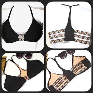 Xhilaration Black T-back Removable Padded Bra Pullover Bikini Top Swimsuit Sz M